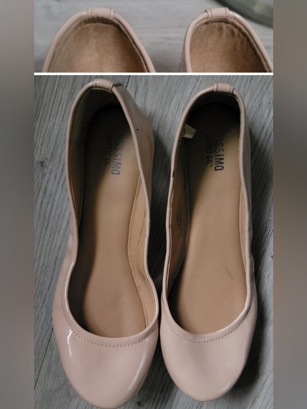 Mossimo Glossy Patent Leather Nude Cream Round Toe Ballet Flats, US 6.5 EU 37 - Picture 4 of 14